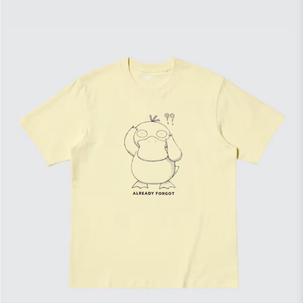 Uniqlo Pokemon Psyduck T shirt Tee Yellow Japan Japanese game card US M Medium